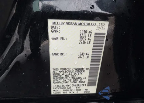 2015 Nissan Altima 2.5 S from USA, damaged, VIN 1N4AL3AP0FC589881